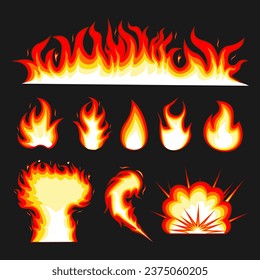 Fire vector collection, fire element set illustration