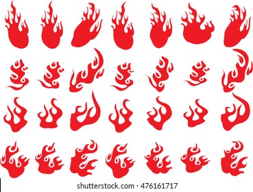 fire vector drawing set