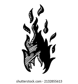 Fire vector, flame icon. Black icon isolated on white background.