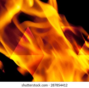 Fire in vector format for use as a design element or a creative background. Fire flame on black background.