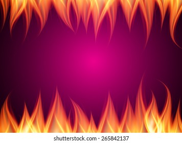 Fire vector frame. purple background template for website computer graphic and internet. text box. label. card. banner.