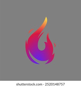 Icono del Vector de fuego con el color azul y naranja del gradiente simple elegante