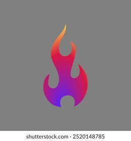 Icono del Vector de fuego con el color azul y naranja del gradiente simple elegante