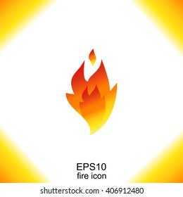 Fire vector icon in flat style. Sign of the flame isolated on white