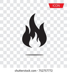 Fire vector icon isolated on transparent background.