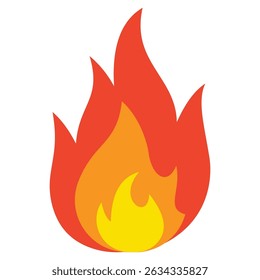 Fire vector icon. Silhouette of fire icon vector. Burning symbol. Fireball sign. Energy illustration isolated.