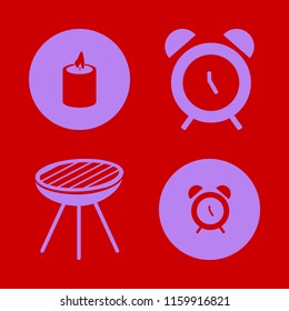 fire vector icons set. with alarm, candle and grill in set