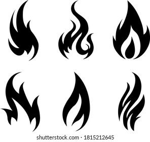 Iconos vectoriales FIRE ajustados en color negro