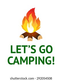 Fire vector . Illustration Featuring a Camp Fire Burning Brightly.Vector illustration of a fire. Bright fire on a white background.