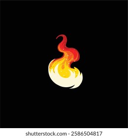 Fire vector illustration. High quality fire emoticon isolated on black background