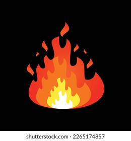 ilustración del vector de fuego, aislado en fondo negro