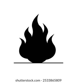 Fire vector illustration, Silhouette Design White Background.