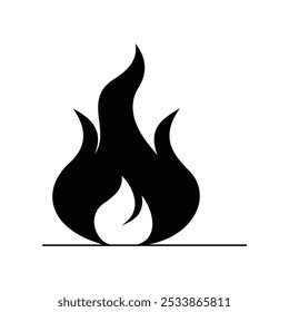 Fire vector illustration, Silhouette Design White Background.