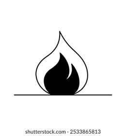 Fire vector illustration, Silhouette Design White Background.