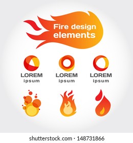 Fire vector isolated elements for design. Flame theme. Layered file