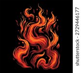 fire vector with japanese design style