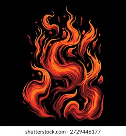 Vector de fuego con estilo de diseño japonés