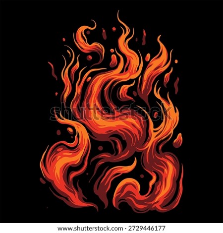 fire vector with japanese design style
