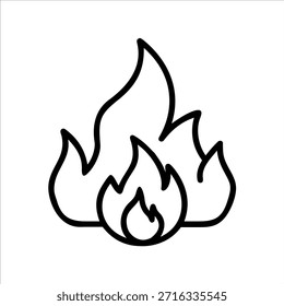 Contorno del logotipo del Vector de fuego en el fondo blanco