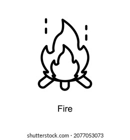 Icono de contorno del vector de fuego. Estilo de ilustración Formato de archivo EPS 10