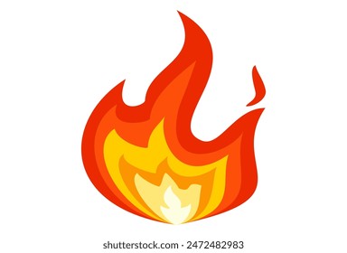 fire vector in outline style, burning fire clipart, flame illustration in outline style.