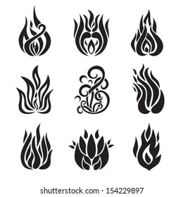 Fire. Vector set. EPS-10 (non transparent elements)