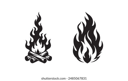 Fire vector silhouette art illustration.