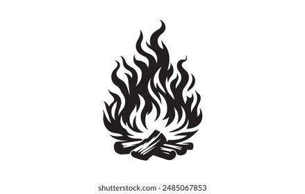 Ilustración de arte de silueta de Vector de fuego.