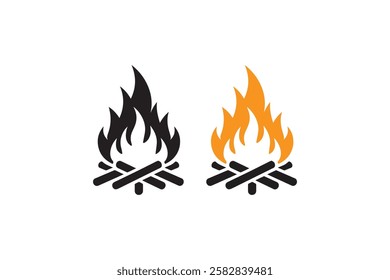 fire vector silhouette isolated in white background