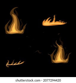 Fire vector template on the black ackground