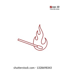 Fire - vector thin line icon on white background. Symbol for web, infographics, print design and mobile UX/UI kit. Vector illustration, EPS10.