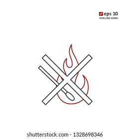 Fire - vector thin line icon on white background. Symbol for web, infographics, print design and mobile UX/UI kit. Vector illustration, EPS10.
