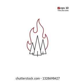 Fire - vector thin line icon on white background. Symbol for web, infographics, print design and mobile UX/UI kit. Vector illustration, EPS10.