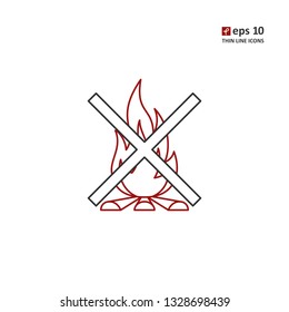 Fire - vector thin line icon on white background. Symbol for web, infographics, print design and mobile UX/UI kit. Vector illustration, EPS10.