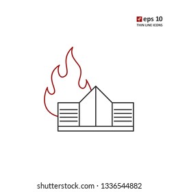 Fire - vector thin line icon on white background. Symbol for web, infographics, print design and mobile UX/UI kit. Vector illustration, EPS10.
