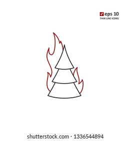 Fire - vector thin line icon on white background. Symbol for web, infographics, print design and mobile UX/UI kit. Vector illustration, EPS10.