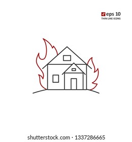 Fire - vector thin line icon on white background. Symbol for web, infographics, print design and mobile UX/UI kit. Vector illustration, EPS10.