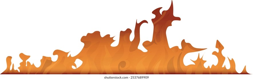 Vector de fuego. Borde de fuego de dibujos animados. elemento de llama caliente amarillo, rojo y naranja. llamas de fuego