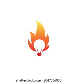 Fire Vectors Burn Negative Space, Light bulbs, Unique Logo Design Templates Abstract Smart Energy Emblems 