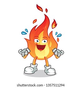 fire very excited mascot vector cartoon illustration