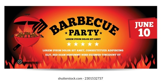 Brandlebendige BBQ Grill Party Einladung Vektorgrafik Schriftart ist ChunkFiveEx