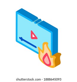 fire video icon vector. isometric fire video sign. color isolated symbol illustration