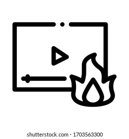 vector de icono de vídeo de incendio. signo de video de incendio. ilustración de símbolo de contorno aislado