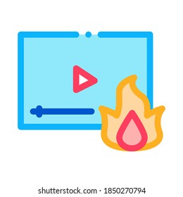 vector de icono de vídeo de incendio. señal de video de incendio. ilustración de símbolo de color