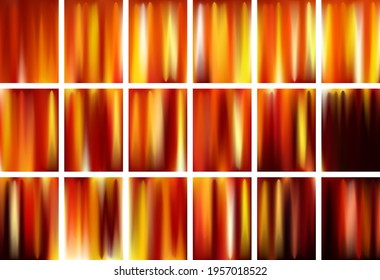 Fire or volcanic lava imitation fluid gradients vector collection. Abstract volcanic eruption lava fire colors liquid fluid gradient backgrounds set.