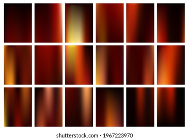 Fire or volcanic lava imitation fluid gradients vector collection. Abstract volcanic eruption lava fire colors liquid fluid gradient backgrounds set.