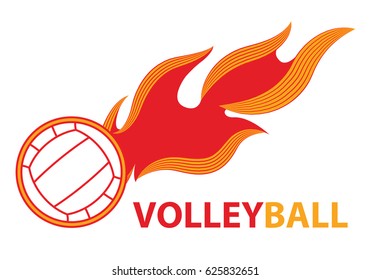 Fire Volleyball Flame Ball Logo Game Stock Vector (Royalty Free ...