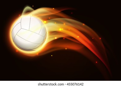 Fire volleyball, vector art and illustration.