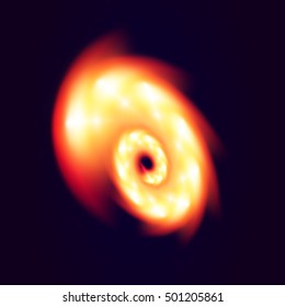 Fire vortex on dark background. Ring of fire. Vector illustration.