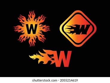 Fire W Letter Logo And Icon Design Template